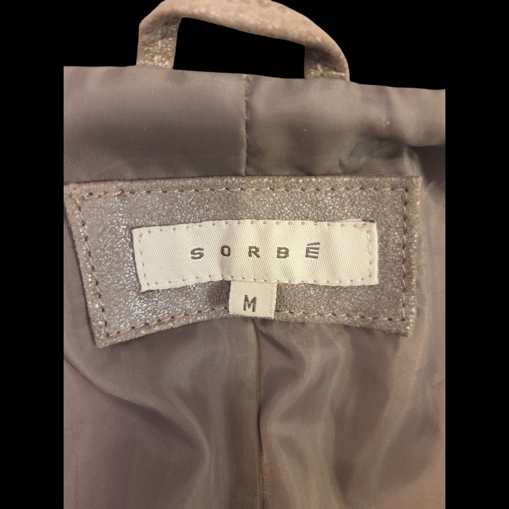 SORBE Sz Medium Suede Leather‎ Jacket Brown Metallic - Picture 4 of 10